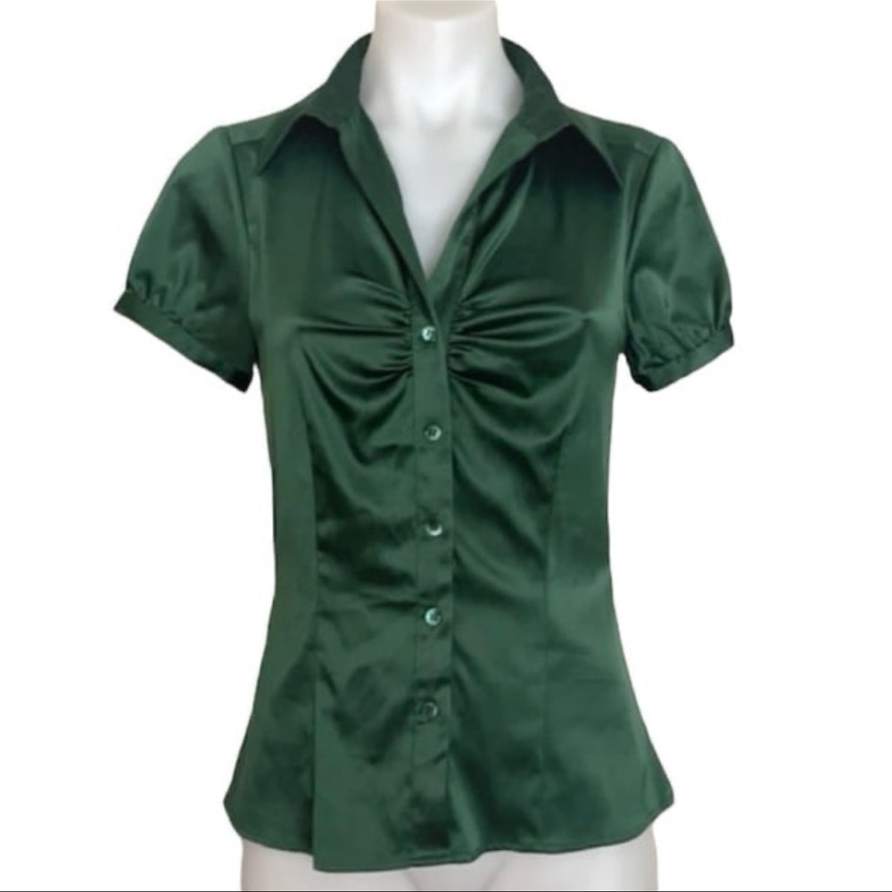 The Limited Women’s Green Satin Button Down Top, XS
